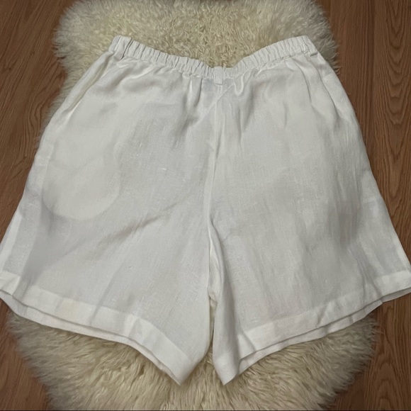 Vintage 90’s Saks Fifth Avenue White Linen High Waisted  Trouser Shorts PL - Picture 8 of 8